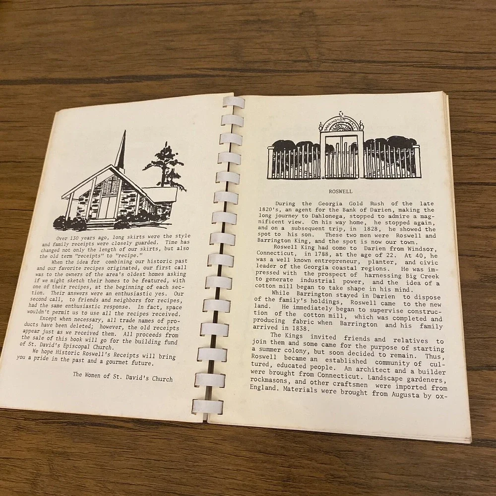 Historic Roswell’s Receipts Cookbook Georgia 1972 St Davids Episcopal Church